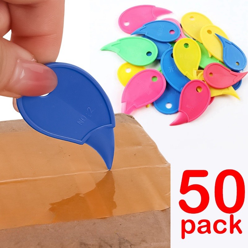

1-50Pcs Plastic Safety Cutter Portable Box Opener Knife Mini Safety Blade Package Tape Paper Cutter Tool For Home Office Use