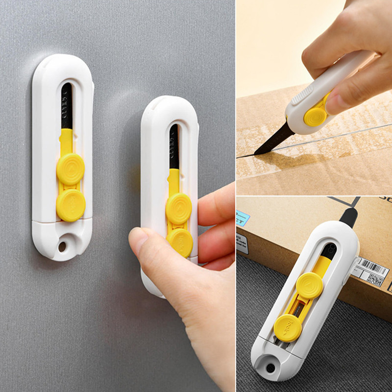 

Magnetic Mini Box Cutter Portable Box Cutter Letter Opener and Paper Cutter Retractable Blade Durable ABS Material Unboxes Tools