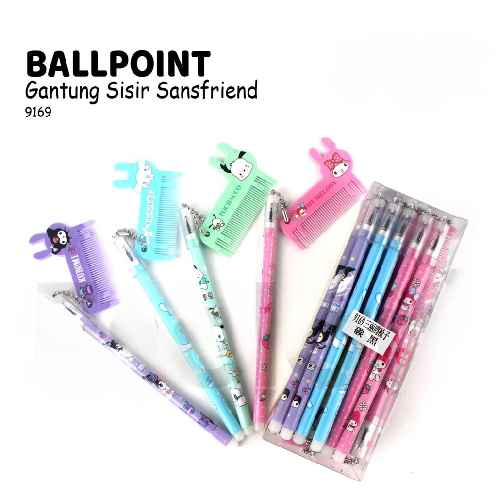 

9169 BOLLPOINT GEL PULPEN SISIR GANTUNG KARAKTER PULPEN GEL FANCY SANRIO alat tulis sekolah anak doc