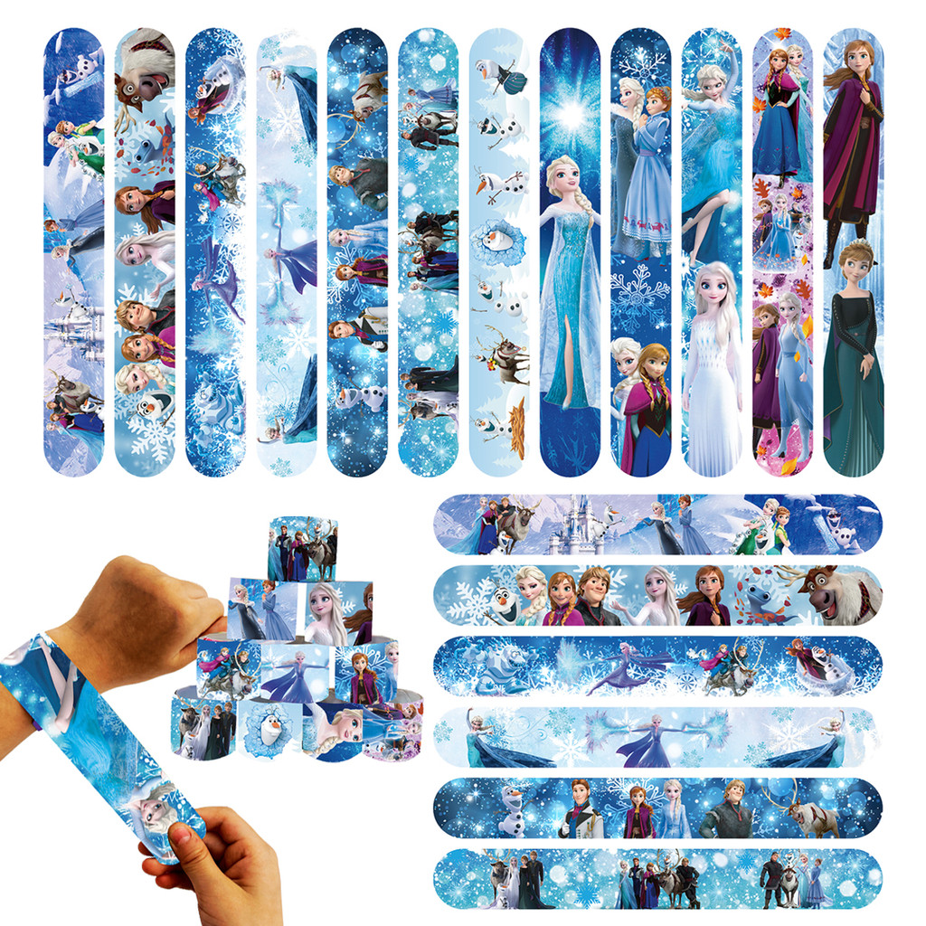 

12/24/36pcs Frozen Slap Bracelets Anna Elsa Princess Party Favors Birthday Party Gifts Decorations Snap Band Kids Girls Supplies