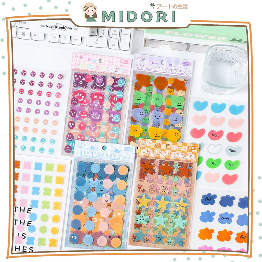 

[MIDORI] 6Pcs CUTE FLAT STICKER DIY PET Emoji Deco Jurnal Diary Scrapbook Stiker Emoji - B0520