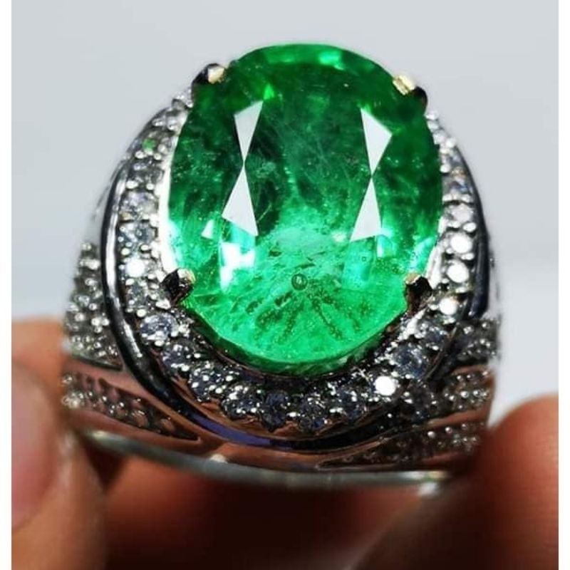 Cincin Pria Batu Cincin Emerald Jamrud Rusia Termurah