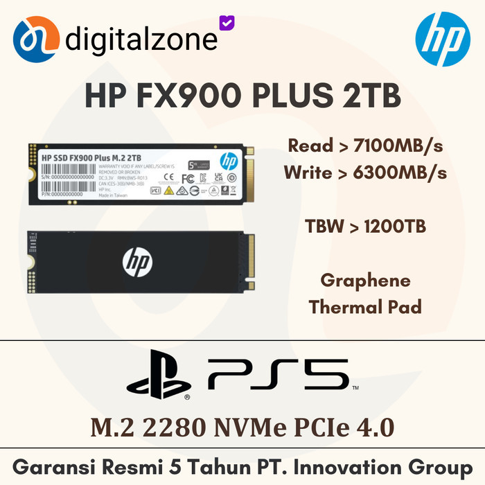SSD HP FX900 PLUS 2TB NVMe SSD PS5 NVMe HP 2TB PS5 - Garansi Resmi - SSD ONLY 2TB