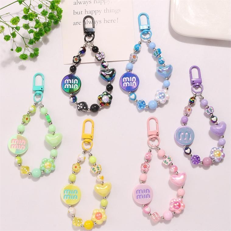 Gantungan Kunci Tas Model Manik Manik Warna Warni Gantungan Handphone Airpods Rantai Hp Mutiara