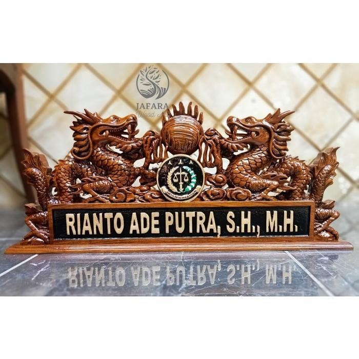 

papan nama jabatan meja kantor ukir kayu jati Termurah Seindonesia EJ4354