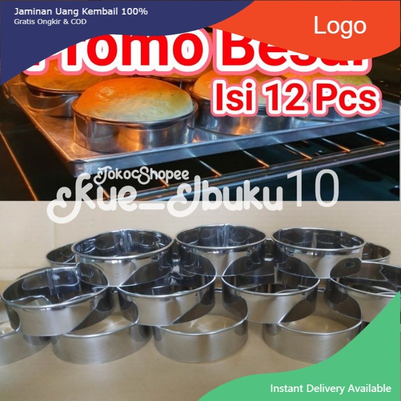 12 Pcs ring roti bulat / ring Cromboloni burger/ ring cutter stainless Cetakan Kue Cake Bakery 5/6/7