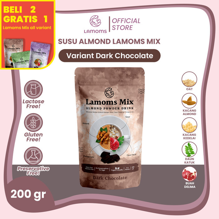 

[[PROMO]]BEST SELLER Susu Almond Lamoms Mix - Plus Soya & Ekstrak Katuk - 200gr - L.DarkChocolate