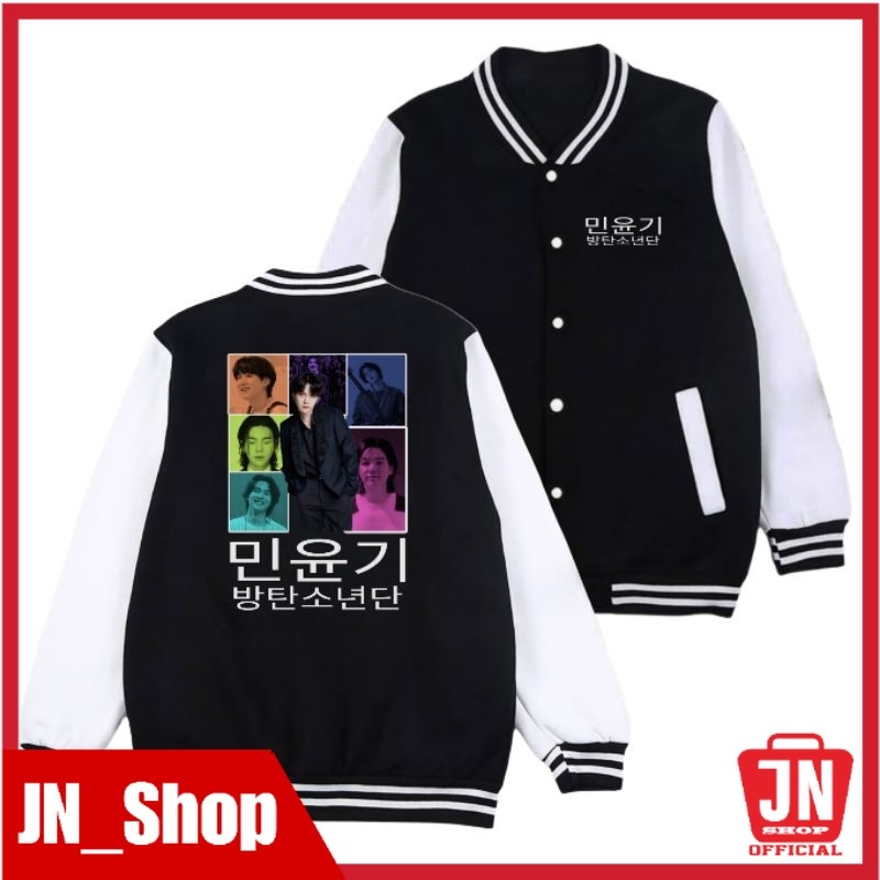 JNSHOP Jaket Varsity Bangtan Suga Min Yoongi Hangul Kompilasi Foto