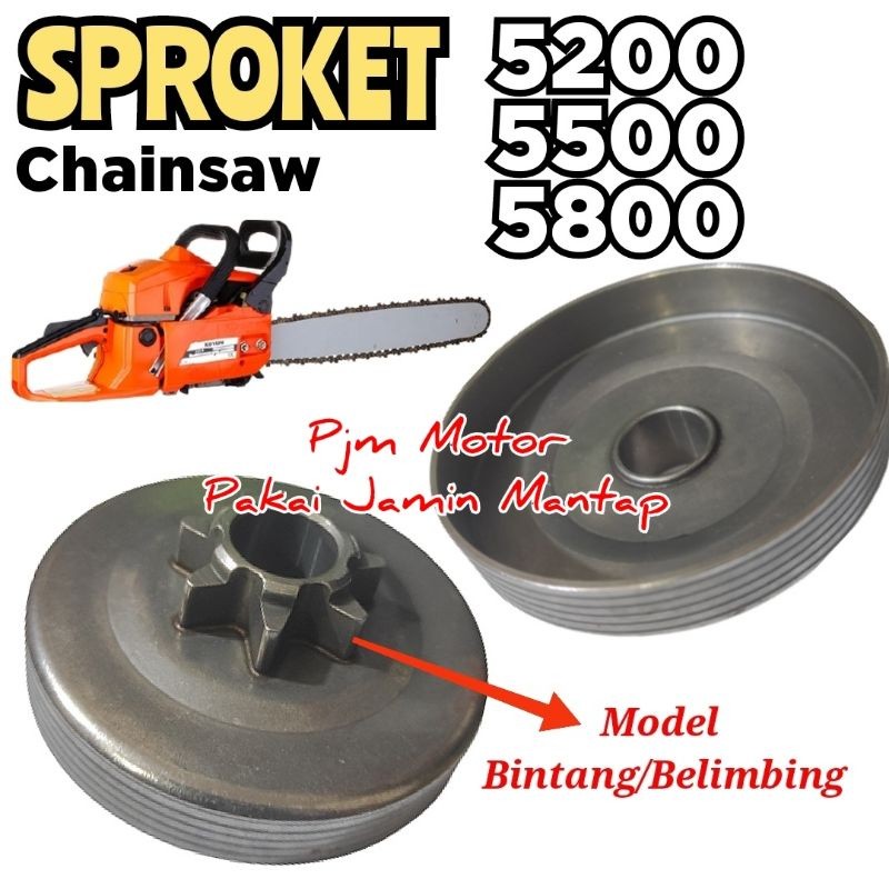 

5200 belimbing Sporket clutch drum Rumah kain klos kampas rem mesin chain saw senso sinso kecil 5200 5500 5800 5220 568 amplas