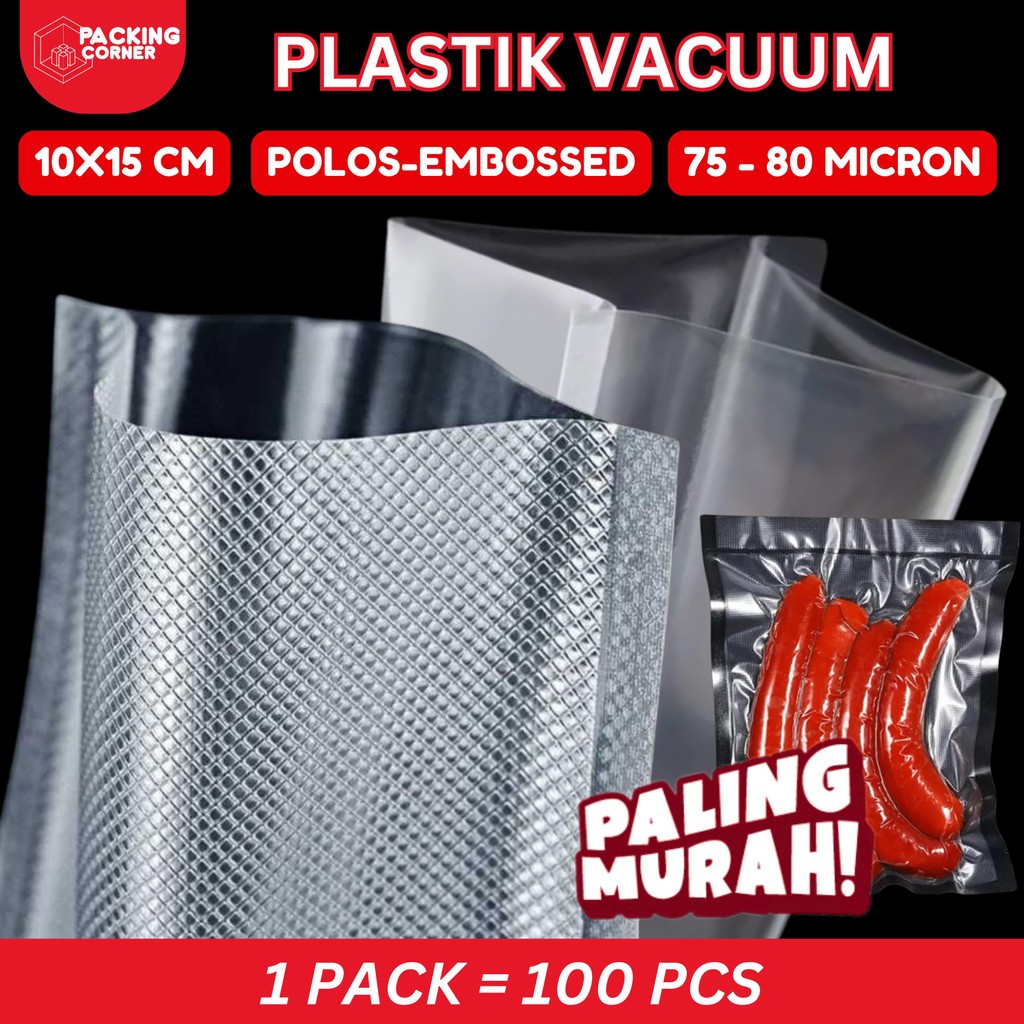 

Plastik Vacum Sealer Makanan Plastic Vacuum Bag Vakum 10x15 cm POLOS Kantong Kemasan Makanan Frozen Food