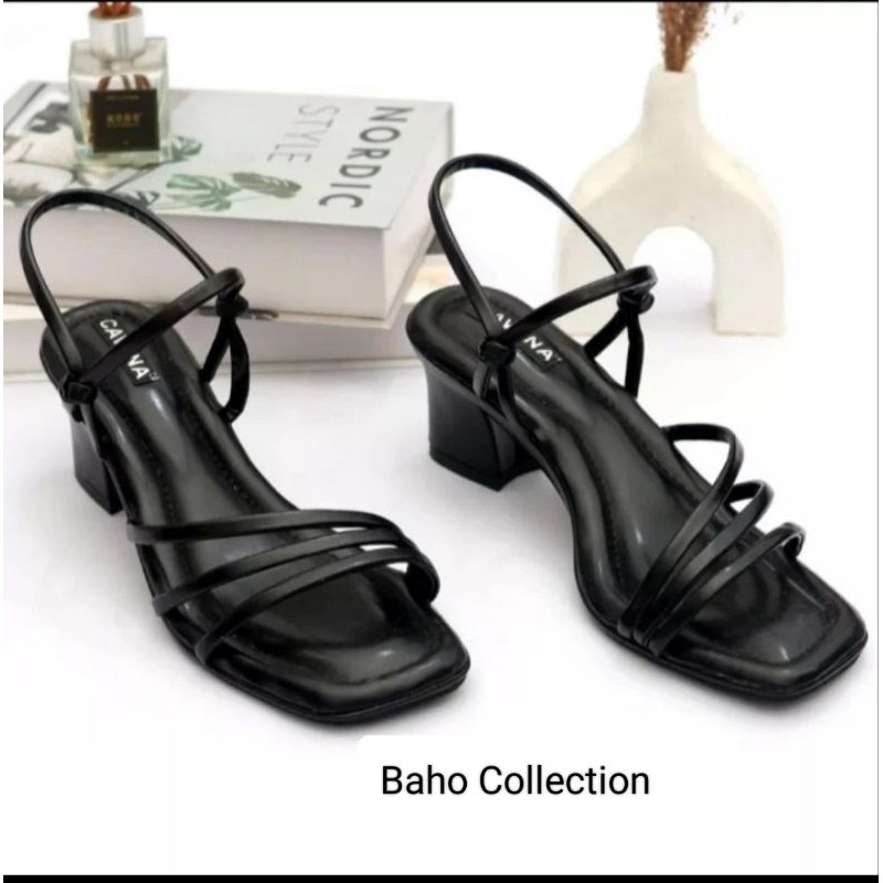 [PREMIUM ORIGINAL] Baho-Tia Heels Tali Wanita/Sendal Hak Tahu 5CM/Sandal Hak Tahu/Hak Wanita/Sendal 