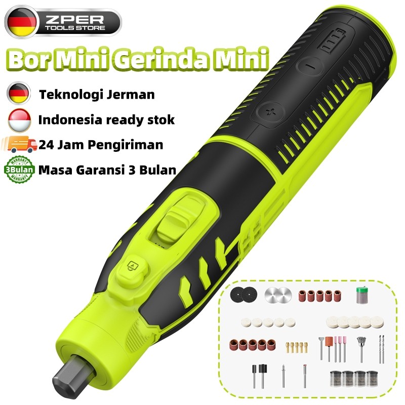 ZPER Bor Mini Listrik Set Lengkap Gerinda Mini Listrik Penghalus-Alat Gerinda Mikro Pengukir Pena