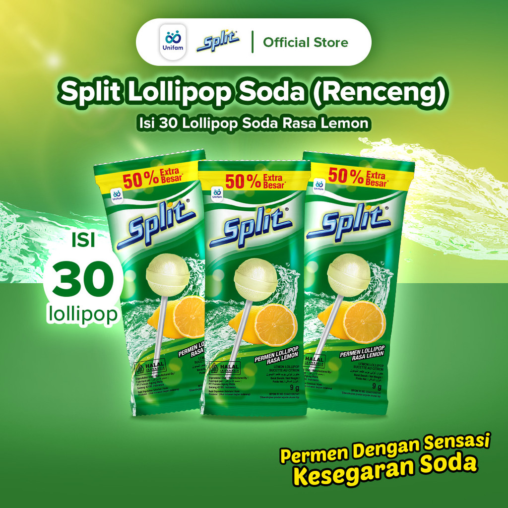 

Split Permen Lolipop Soda Lemon Hanger - Soda Candy 1 Bag (Isi 30Pcs)