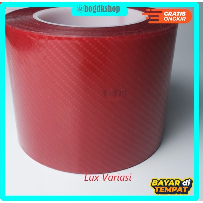STIKER PELINDUNG SILLPLATE MERAH CARBON= 5 Meter X 10 Cm