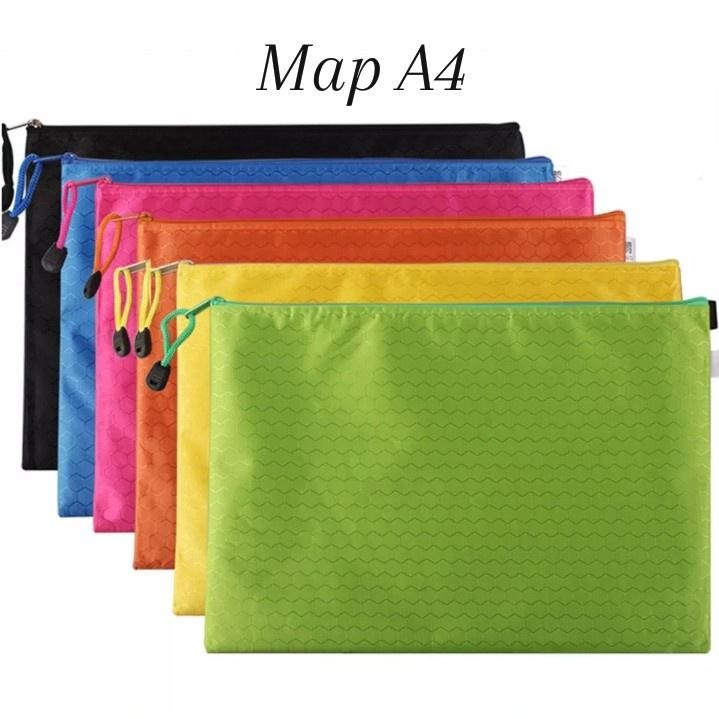 Map Dokumen Buku Sleting A4 Kartun dan Pola Warna Warni Folder Plastik Mika Bening Jaring | L5