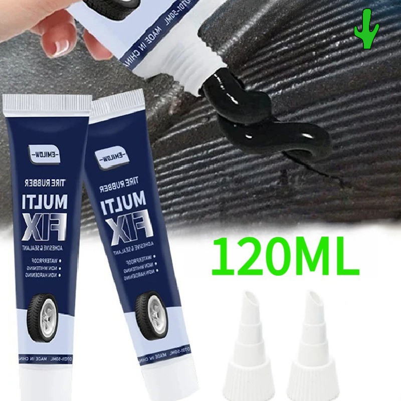Set Perbaikan Ban 120ml Premium Lem Karet Tahan Air + Sikat Aplikasi Anti Karat untuk Tambal Ban Dar