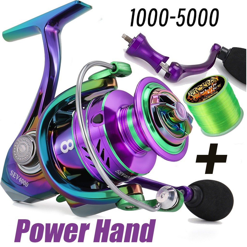 Power Hand Reel Pancing Memancing Rasio Gear 5.2:1 Max Drag 5-10KG Joran Pancing 1000-4000 Bahan Met
