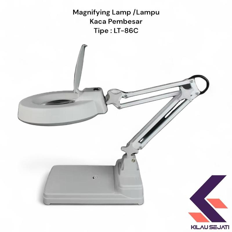 Lampu Kaca Pembesar LT-86C | Magnifying Lamp Meja 3x / 5x / 8x / 10x | Lensa 12.5 cm & Lampu LED Ter