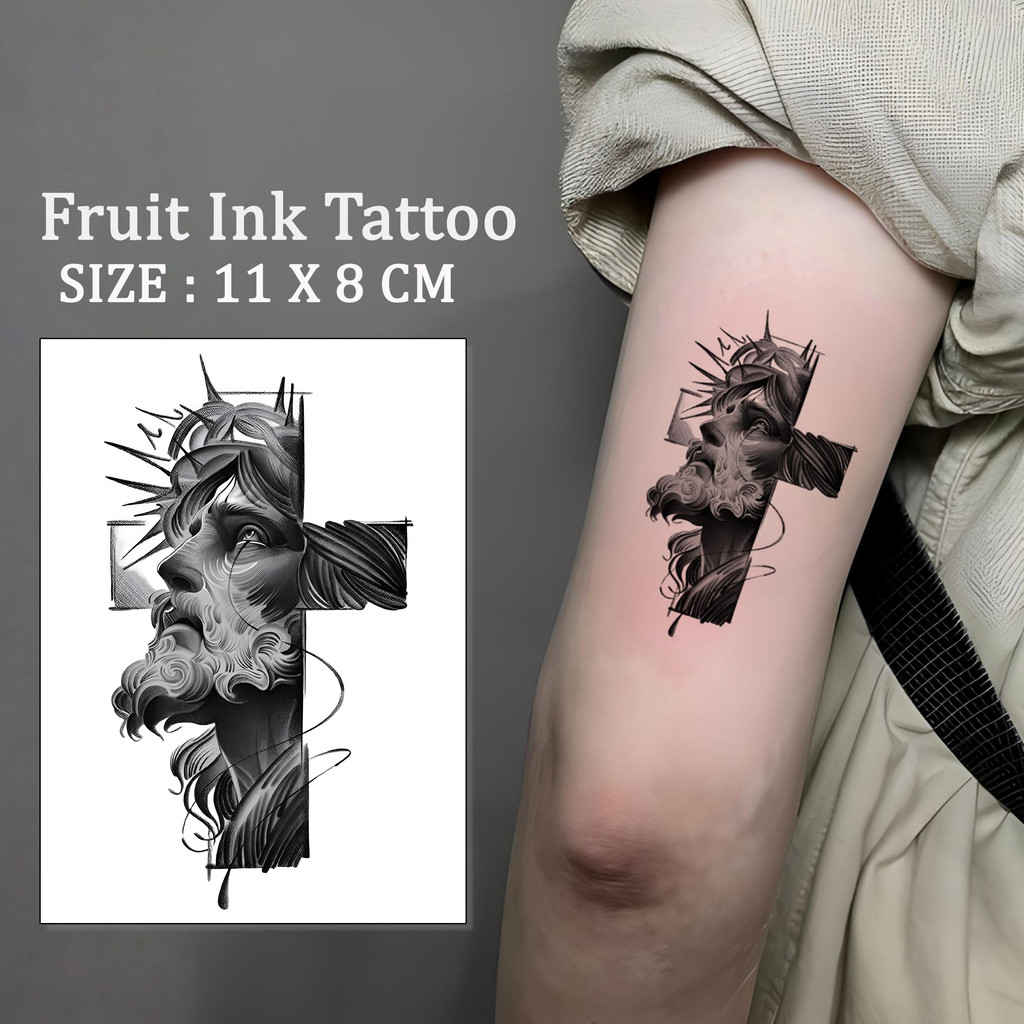 Salib Fruit Ink Stiker Tato Semi Permanen "Hope on the Cross" Tato Temporer Tahan Lama 15 Hari Tato 