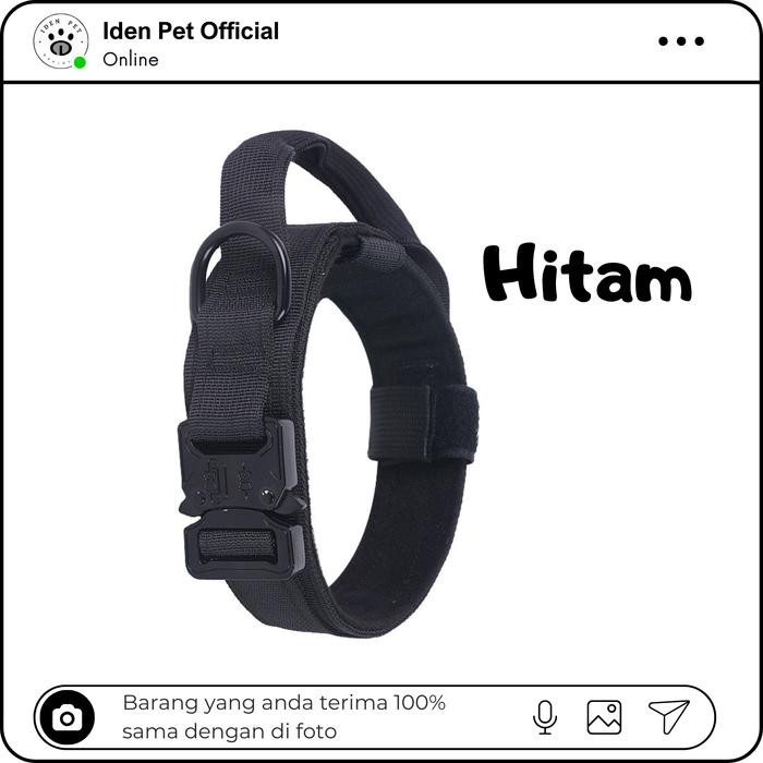 Dijual Kalung Anjing Besar Kecil Kuat Harness Rompi Tuntun Militer Tag Nama Dog Army Collar - Hitam,