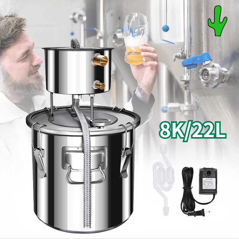 8K 22L Alat Penyulingan Destilasi Alkohol 304 Stainless Steel Destilasi Set Penyulingan