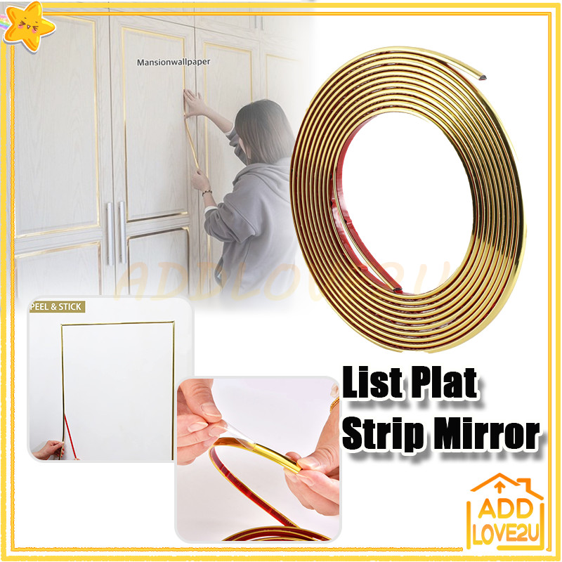 3M Emas List Plat Strip 8K Mirror/List Plat Strip Dekorasi Dinding/List Plat Strip Mirror Wall Stick