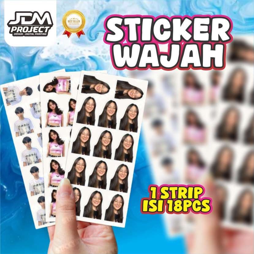 

CETAK KILAT - 18pcs Stiker Foto Wajah - Mini Stiker Set Custom - Small Face Photo Sticker Paper Stationery