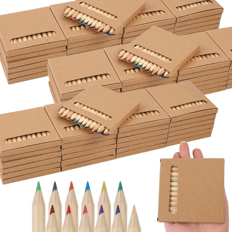

48/24pcs 8.8cm Mini Cute Colored Pencil Wooden Colors Pencil Kawaii Small Draw Pen Cute for Christmas School Party Gift