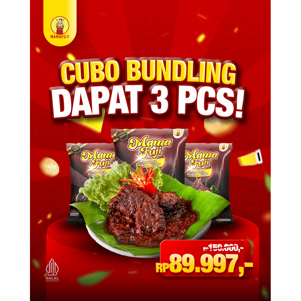 

(BUY 2 GET 1) Mamafuji - Promo Bundling Rendang Cubo-Cubo 80Gram Kemasan Cicip Isi 1 Potong Daging Per Pack