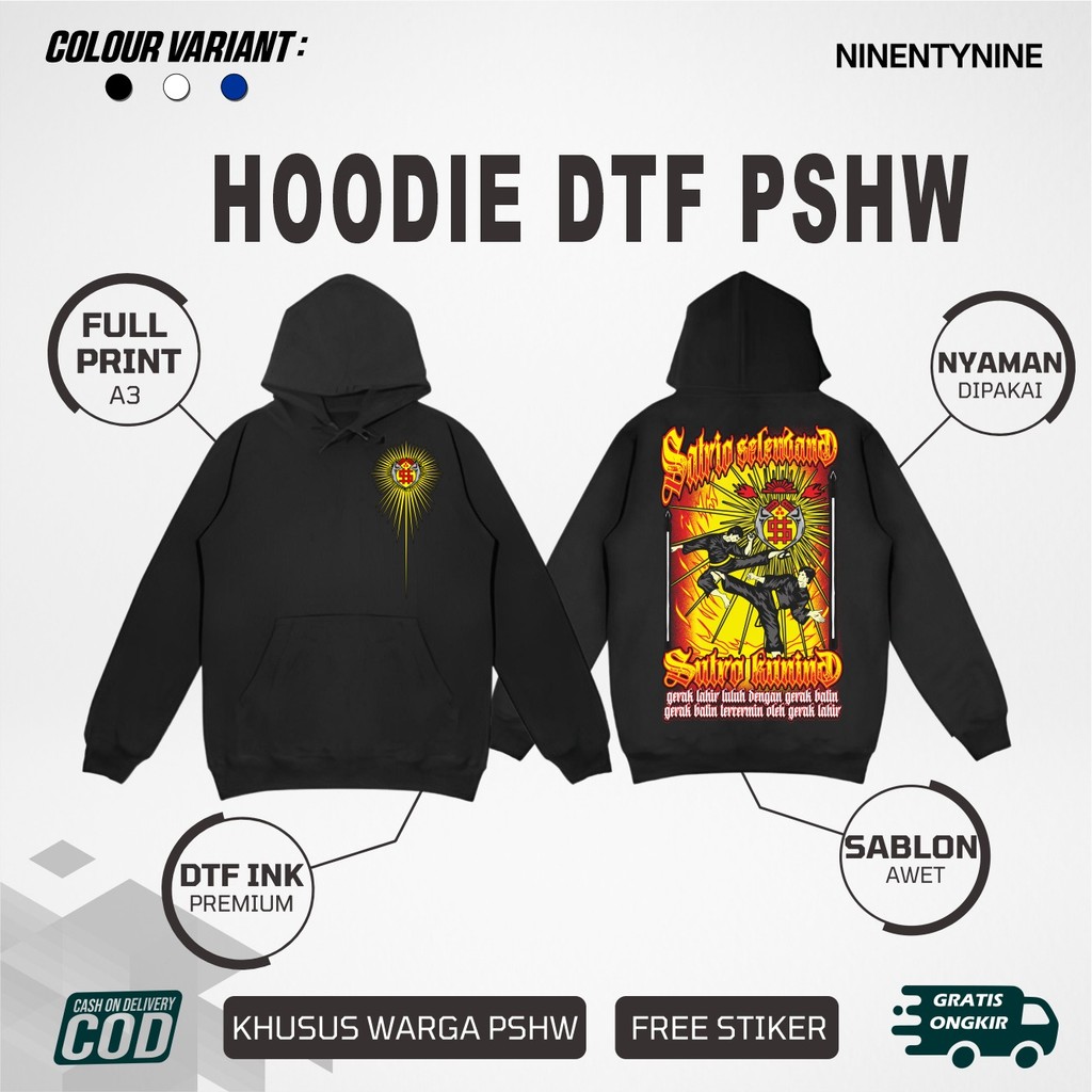 Hoodie Distro PSHW Winongo Satrio Selendang Sutro Kuning Motif full punggung sablon dtf Ninety nine