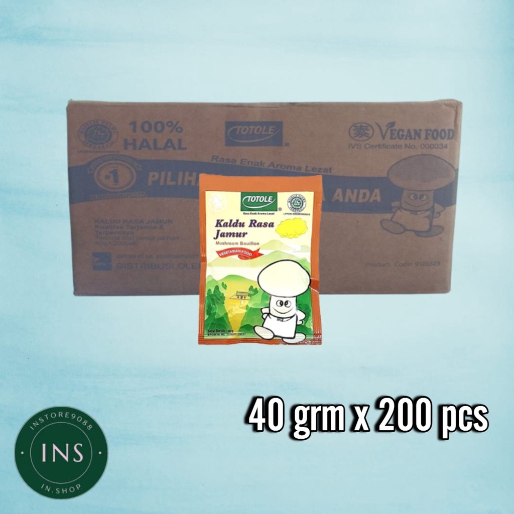 

Totole Kaldu Jamur 40 Gram 1 Dus Isi 200 Pcs