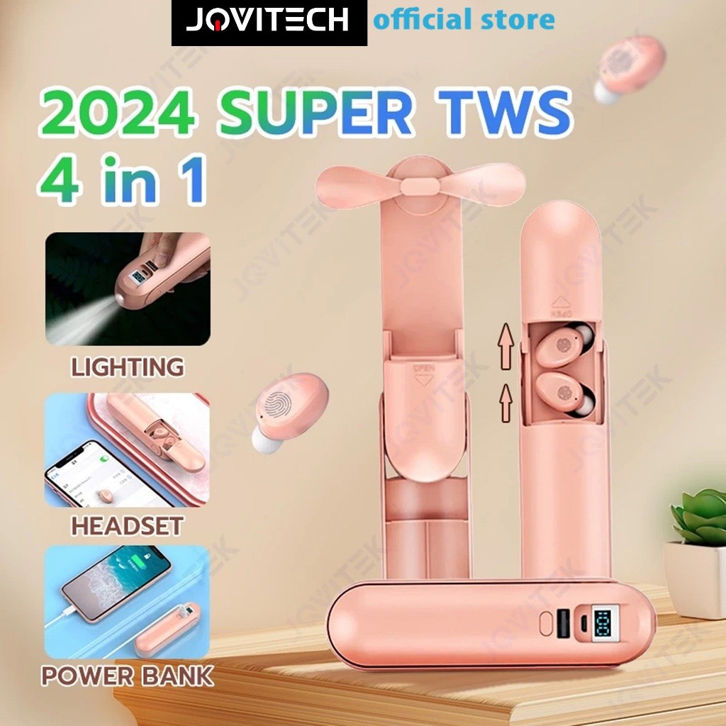 【COD】Jovitech Bluetooth Earphone with F7 Earbuds Dan Mini Fan Dan Flashlight Dan PowerBank 2000Mah H