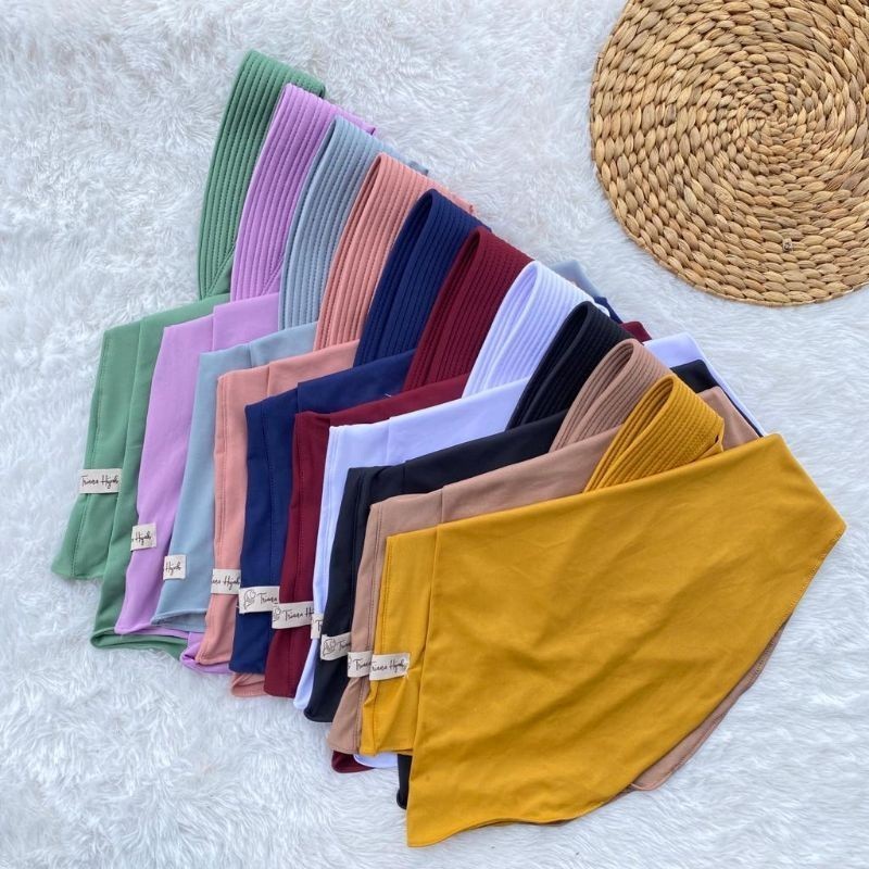 Hijab Bergo Instan Jilbab Amira Jersey Premium Size M bahan adem warna pastel basic khaki percoklata