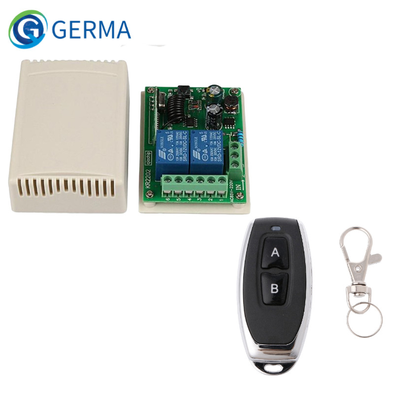 GERMA 433Mhz Universal Wireless Remote Control Swit  AC 250V 110V 220V 2  Relay Receiver Module + RF