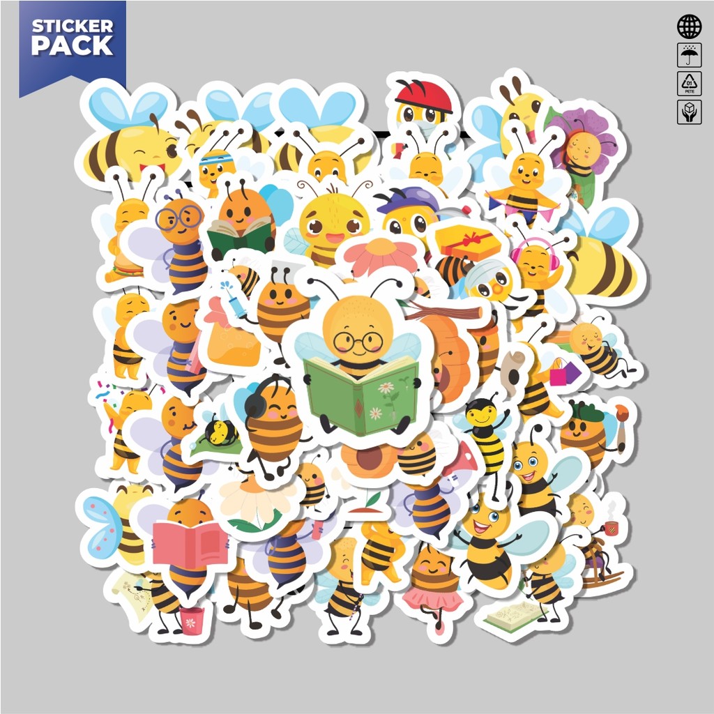 

[100PCS]Stiker Pack Hewan Lebah Aesthetic Vinyl Anti Air Dekorasi Sticker Laptop Buku Journal Koper Helm Casing HP Gitar Helm Skateboard