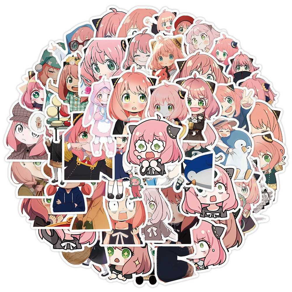 

50pcs Cartoon SPY×FAMILY Anime Stickers Anya Forger Decals Kids Toys Skateboard Laptop Motorcycle Phone Car Waterproof Sticker
