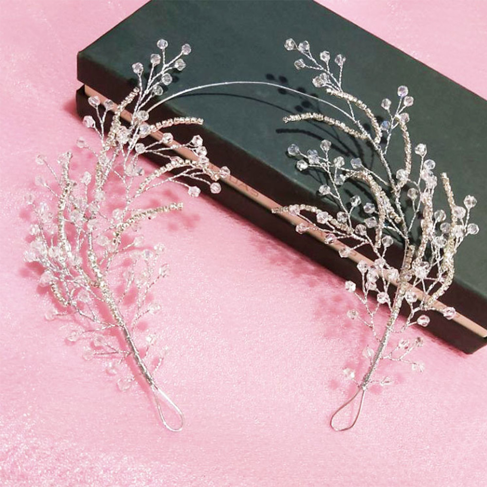 PB Wanita mengkilat kristal gaun pengantin aksesoris rambut pengantin