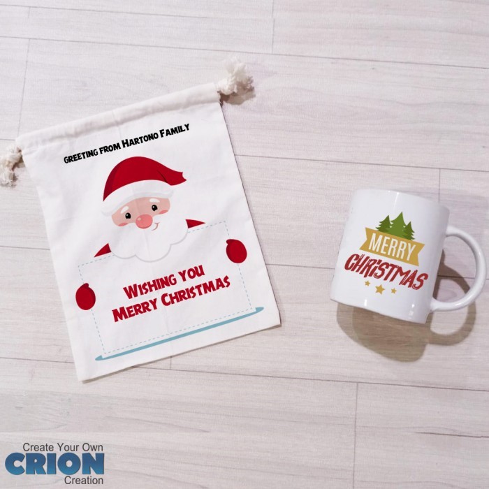 

[Best Seller] Hampers Natal / Christmas Hampers Santa Personalize Greeting Pouch Mug