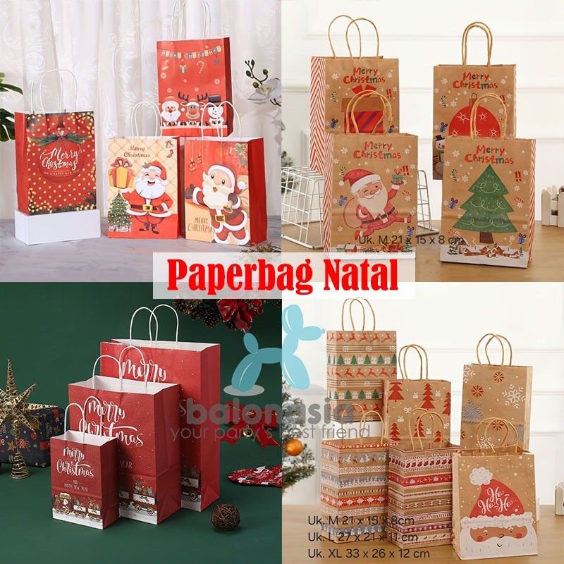 

[PAKET USAHA] 6pcs Balonasia Premium Paper Bag Natal / Kantong Natal / Hadiah Natal / Tas Karakter