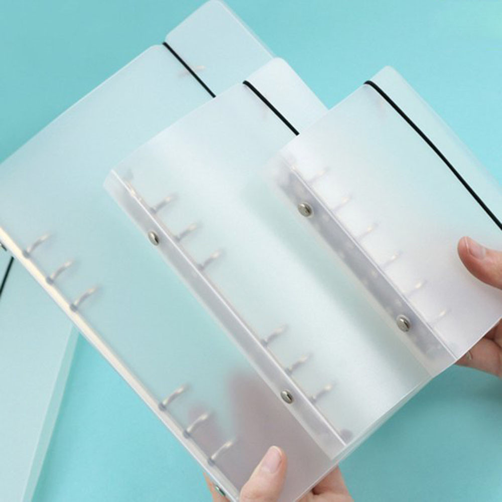 

A5/A6/A7 Transparent 6-Ring Binder Cover with String Closure Loose Leaf Folder Notebook Round Ring Clear Hard Binder Cover