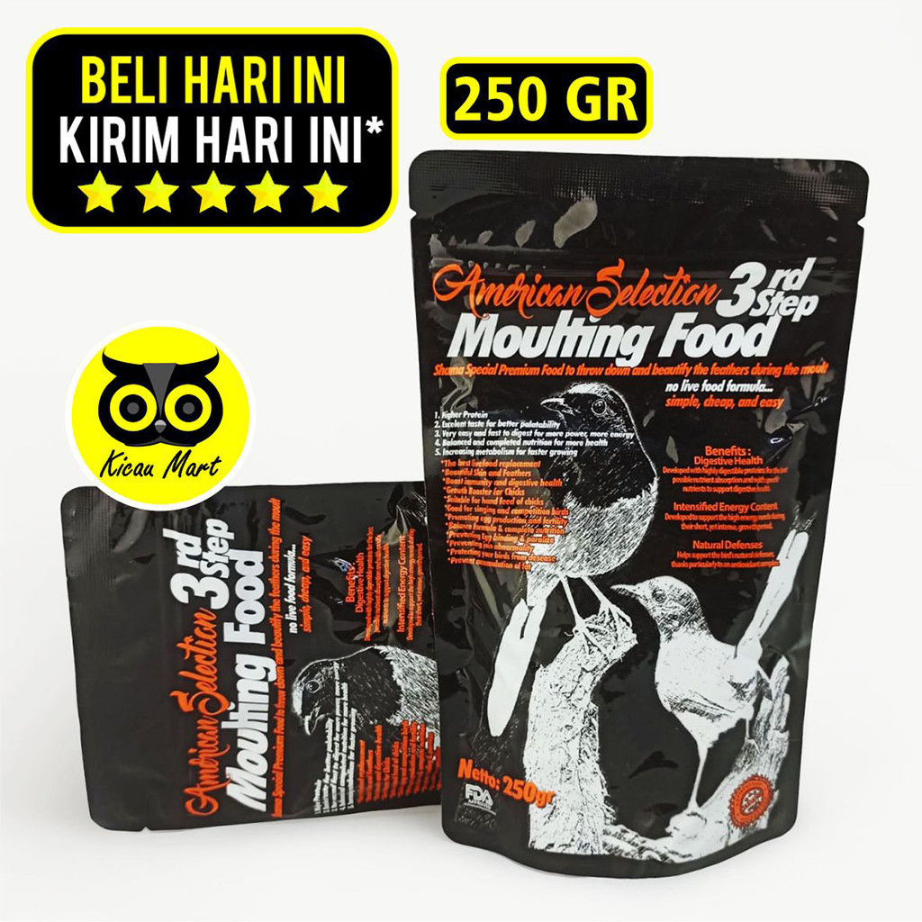 KICAU MART MOULTING AMS 3 STEP MOULTING FOOD 3 RD STEP AMERICAN SELECTION PAKAN VOER PUR BURUNG MURA
