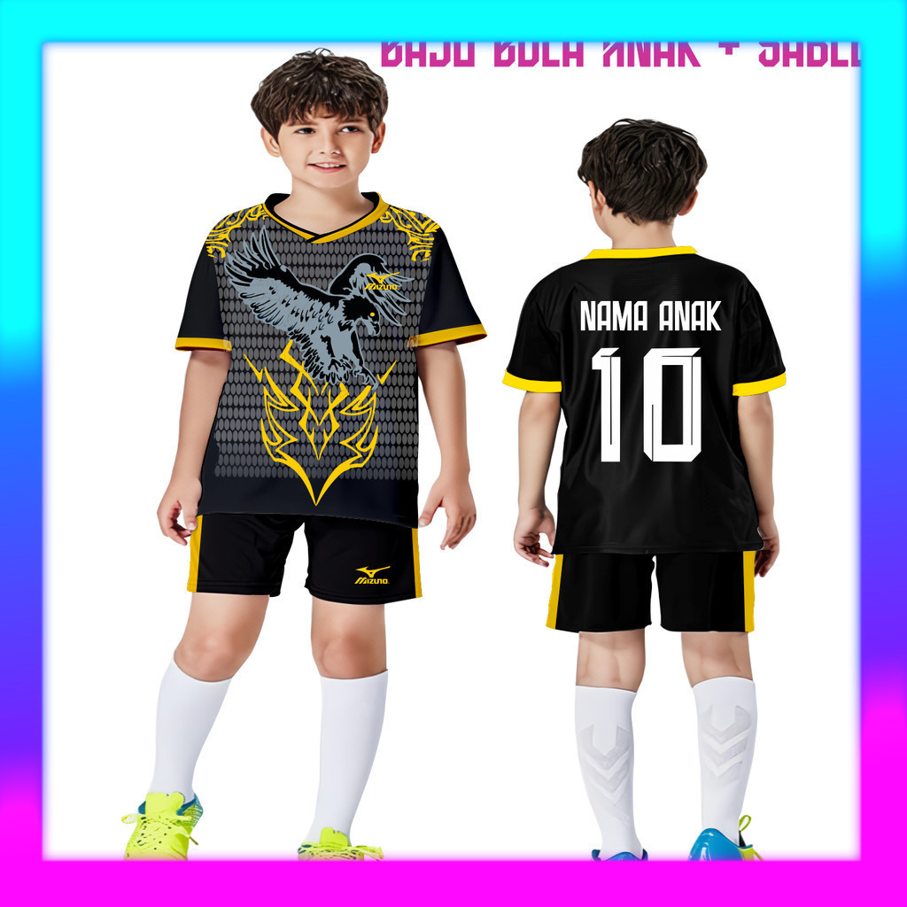 Baju Jersey bola futsal voli badminton FREE SABLON Nama + Nomor Baju Futsal Custom putsal Anak Laki 