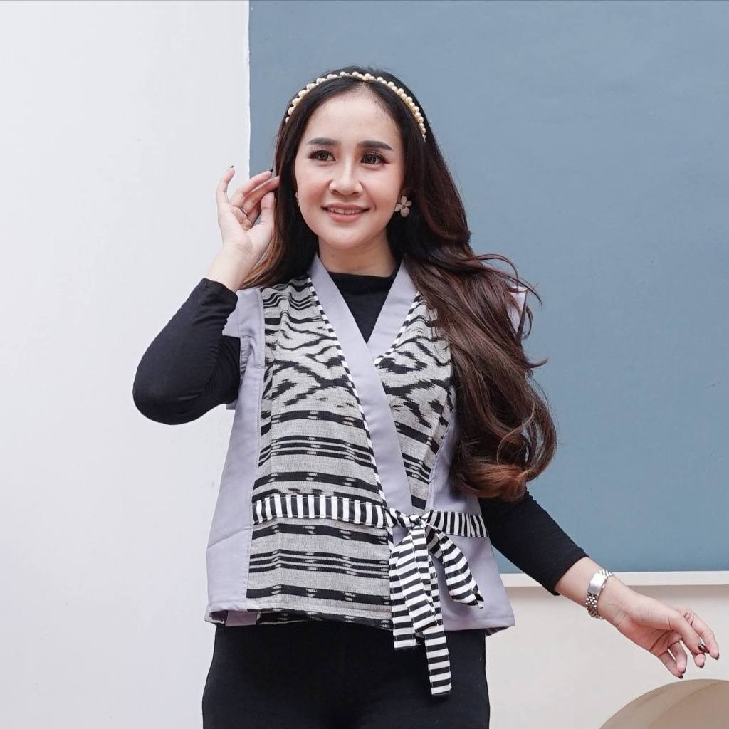 TT.ID | VEST MAUDI Outer Tenun ikat songket blouse outer jazz bolero cardigan kerah kimono wanita ||