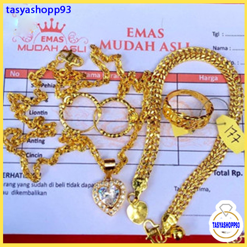 Terlaris Promo.....set perhiasan emas gold 24k lapis emas mudah kadar 17,7 dapat nota toko