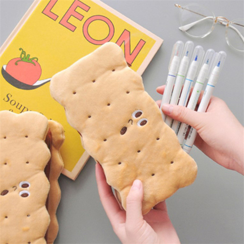 

Kawaii Pencil Case High Capacity Plush Cookies Pen Bags Cute Cartoon Brown Pen Box Girls Office School Supplies Stationary