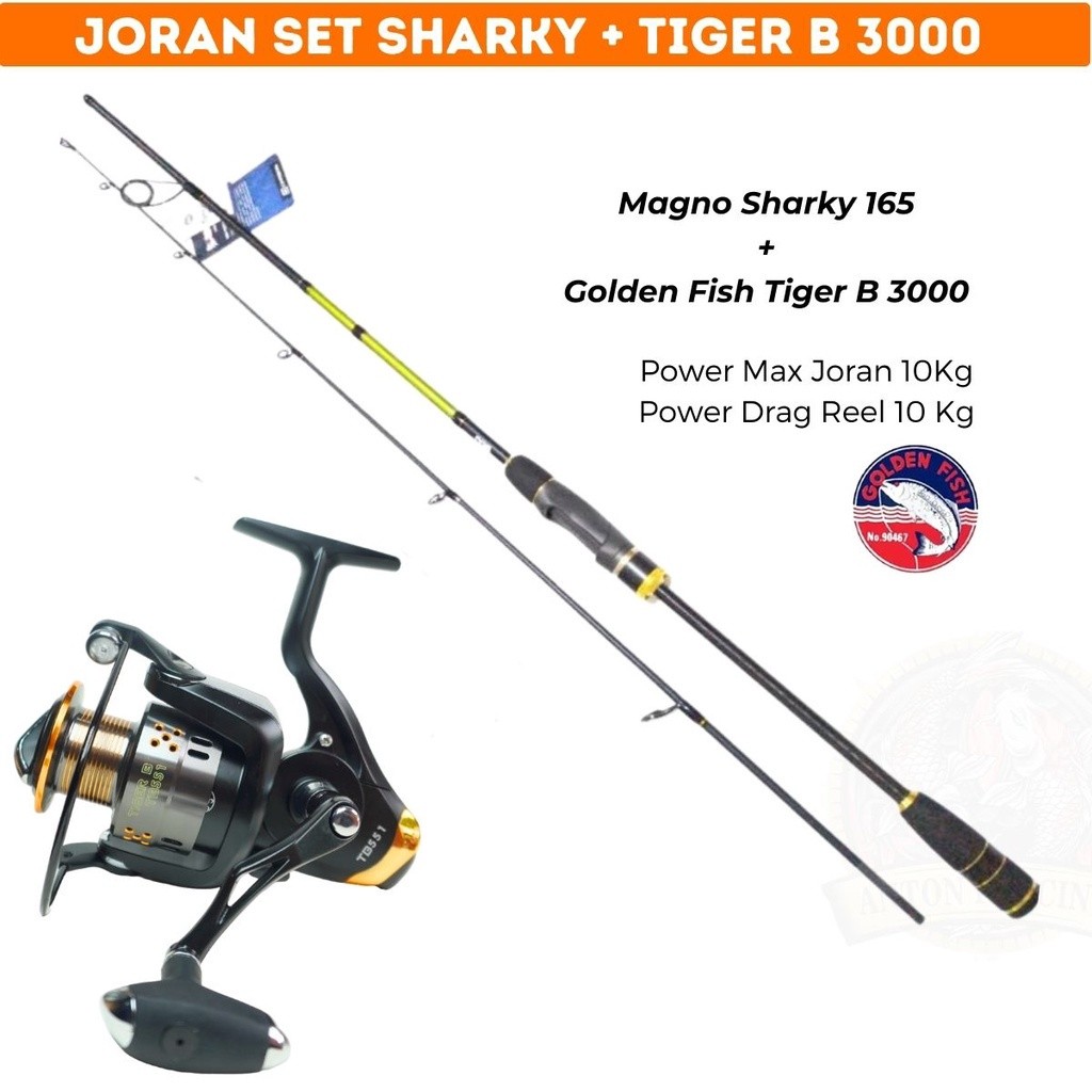 Joran Set Pancing Magno Sharky 165 + Golden Fish Tiger B 3000 Spinning Untuk Galatama Carbon Murah D