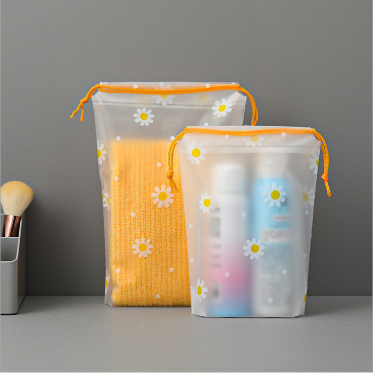 Kaiyo Tas Serut Tas Serut Plastik Tas Sepatu Frosted Organizer Perjalanan Pakaian Kaus Kaki Transpar