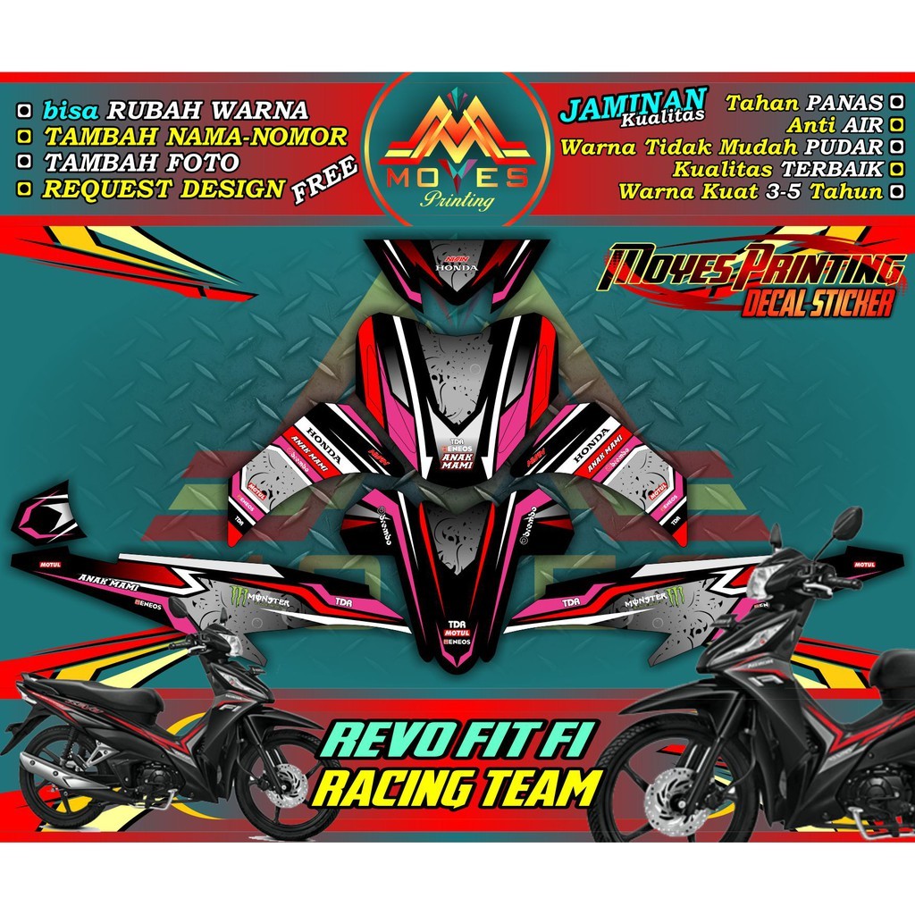 DECAL STICKER HONDA REVO FIT FI - STICKER DECAL FULL BODY MOTOR REVO FIT - MOTIF RACING TEAM