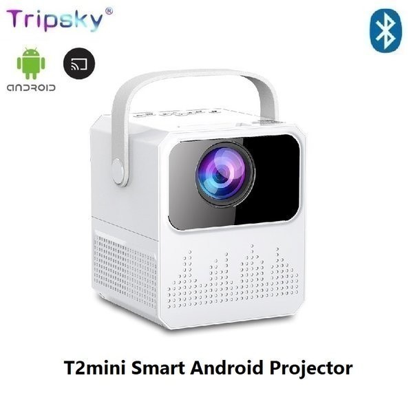 GROSIRUNIK99 TRIPSKY T2 MINI Proyektor ANDROID Smart Projector 120 ANSI Lumens