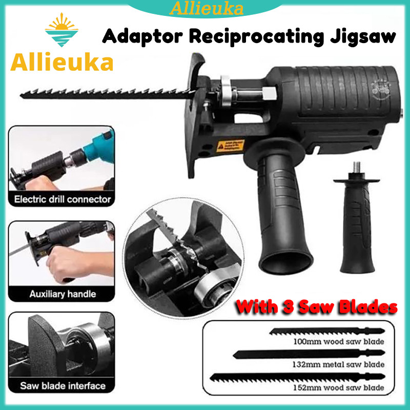 Alliueka Adaptor Reciprocating Jigsaw Adaptor Bor Ke Gergaji Mesin Electric Drill Jigsaw